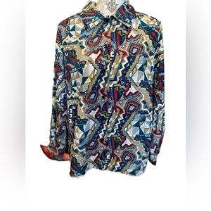 Lauren Lee Vintage Blouse Women top Southwestern 90s secratery career button